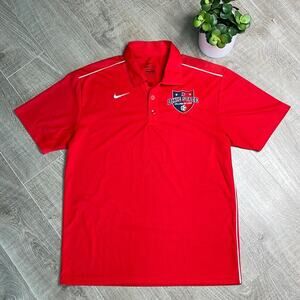 NIKE DRI-FIT Red Dixie State Short Sleeve Golf Polo Mens Size Medium